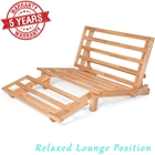 Tri-Fold Futon Lounger - Solid Wood Frame, Natural Finish (Twin, Full, or Queen)